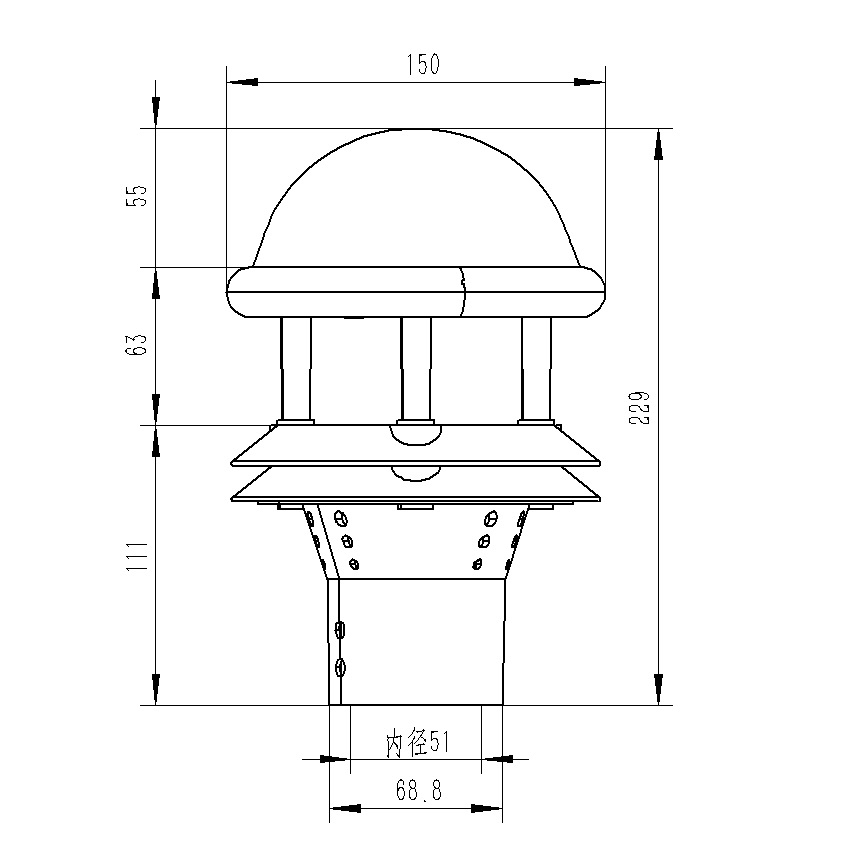 光學雨量傳感器產品尺寸圖